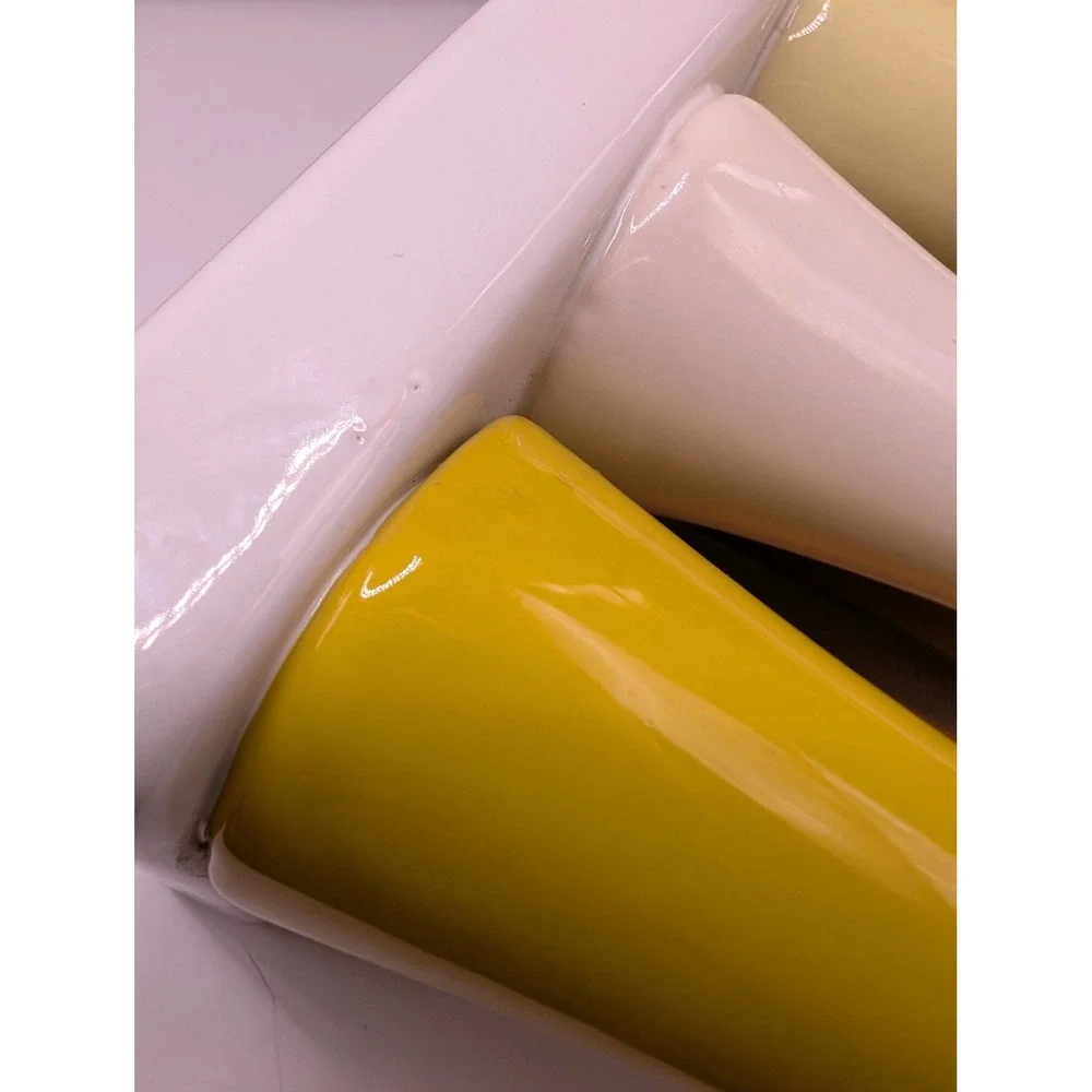 Chive Pooley 8-Tube Bud Vase Ceramic Mustard Yellow Ochre Cream white base